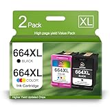 664XL Ink Cartridge Replacement for HP 664 664XL Ink Cartridges Black and Color for DeskJet Ink Advantage 2135 1115 2675 3635 3775 Ink (1 Black/1 Color, 2Pack)
