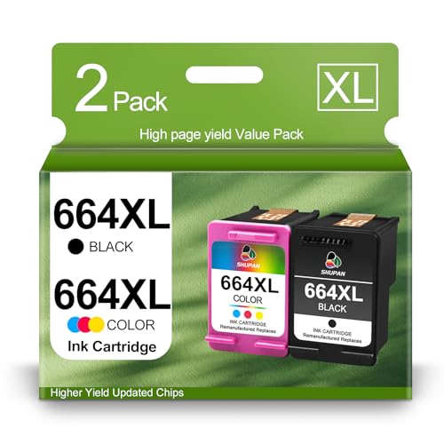 Cartucho de tinta 664XL de repuesto para HP 664 XL 664 cartuchos de tinta negra y color para DeskJet Ink Advantage 2135 1115 2675 3635 3775 (1 negro/1 color, 2 unidades)