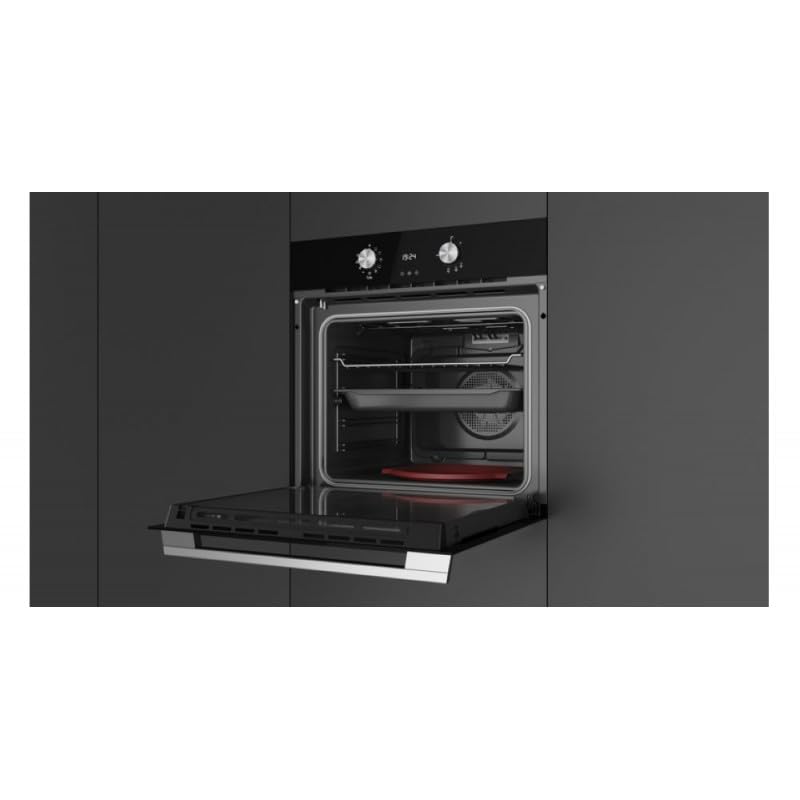TEKA Horno Multifunción SurroundTemp con Función EasySteam, DualClean, 8 Funciones de Cocinado, Puerta Extraíble, Color Negro, 71 litros, Modelo EasySteam HLB 8418 P BK