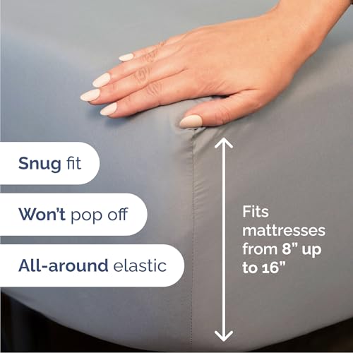Image of Queen 6 Piece Bed Sheet Set - Breathable & Cooling Sheets - Steel Blue | Ultra-Soft Hotel Luxury Bedding Set w / 8-16 Inch Deep Pockets, 1 Flat & 1 Fitted Sheet & 4 Pillowcases, Wrinkle & Fade Free