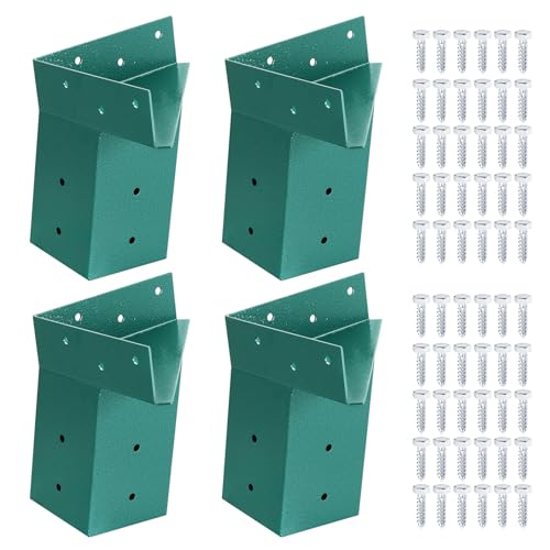 MOFEEZ Deer Stand Brackets 4x4, Heavy Duty Elevator Bracket for Deer Blind Outdoor Hunting Platform Blind Box Treehouse Shooting Shack Pergolas Green 4PCS with Screws
