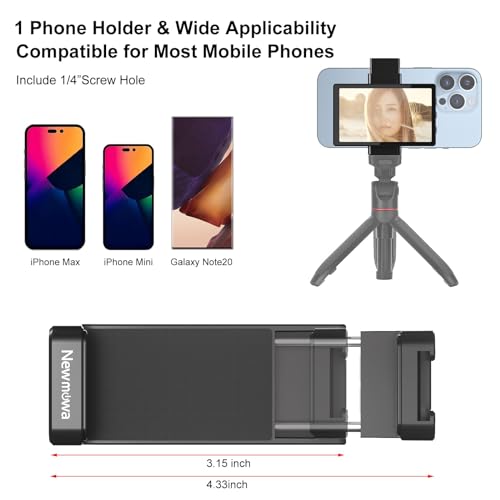 Newmowa 3.97 Vlog Selfie Phone Monitor Screen with Magnetic Phone Holder, Phone Rear Camera Selfie Accessory for Selfie, Vlog, TikTok, Live Stream, Compatible with iPhone (Wireless Remote for iPhone) - Image 3