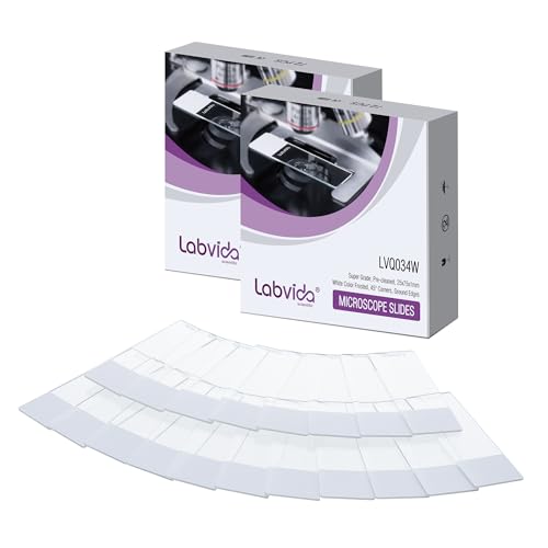 Labvida 144pcs of Pre-Cleaned White Color Frosted Microscope Slide, Dim.75mmx25mm,