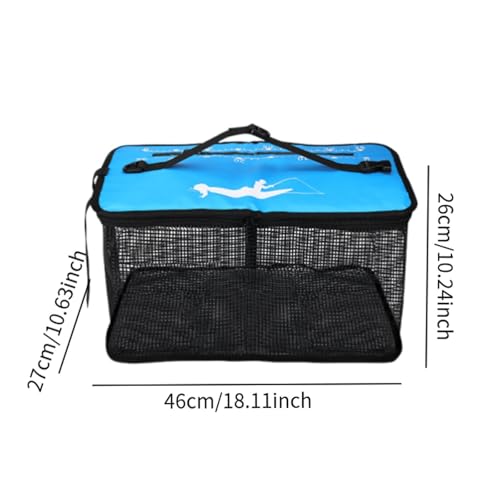Dynwave Gaiola de peixes e balde com rede para pesca, Azul 46x27x26cm