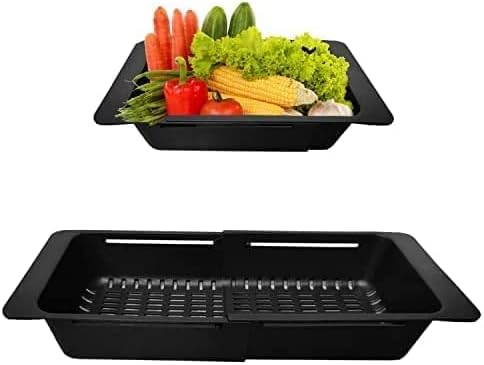 Sink Colander for Kitchen Sink, Over the Sink Strainer Wash Fruit and Vegetables, Expandable Strainer Basket with Fine Mesh, Adjustable Sink Collander Strainer for Kitchen Dishwasher Safe