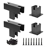 Zoegneer Kit de pérgola de acero para carpintería, soporte de cenador con toldo en T, accesorios de marco de ratán, marco de madera para madera de 4 x 4 (2 juegos)