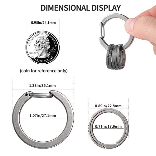 Image of TISUR Titanium Keychain Rings,Carabiner Dog Tag Key Chain Rings