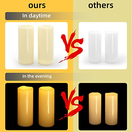Nomfix Ivory Large Outdoor Solar Powered Candles Waterproof, 4”X10” Solar Led Candles With Dusk To Dawn Timer, Solar Pathway Lights For Backyard Porch Balcony Party Decor-2Pack #TOP6