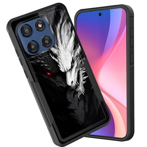 CICPLKSE for Motorola Moto G 2026 / Moto G 2025 / Moto G Play 2026 Case,Dual Layer Heavy Duty Hybrid Shockproof Hard PC Soft Silicone TPU Bumper Protective Case,Black and White Dragon