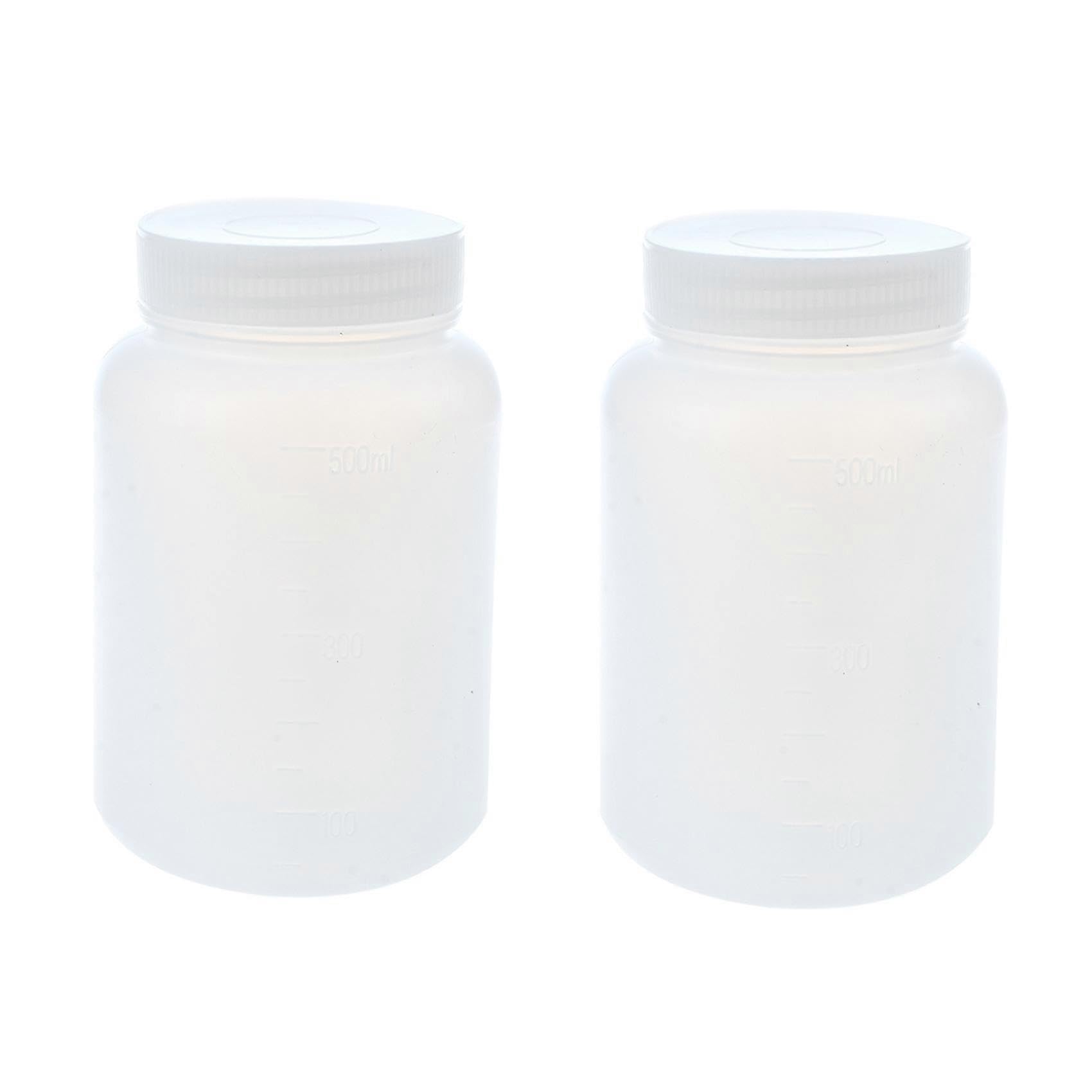 2X Laboratory Chemical Storage Case White Plastic Widemouth Bottle 500ML