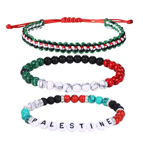 Cupimatch Juego de pulseras de Palestina con la bandera de la Libertad: pulsera...