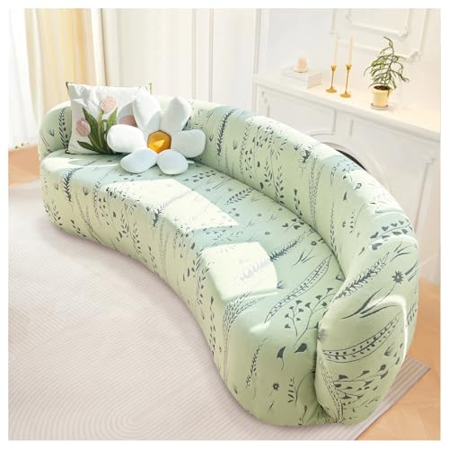 Housse de canapé semi-circulaire en velours stretch vert de luxe