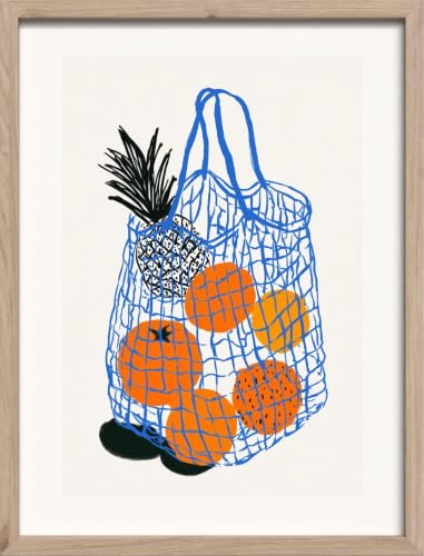 Poster filet de fruits ananas et oranges déco murale salon 40x50 cm