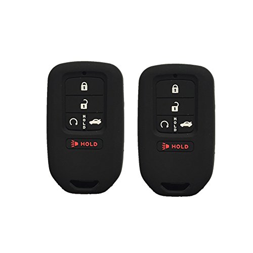 A Pair Black Silicone Key Cover Case Holder Chain Bag Key Fob Case Cover fit for 2015 2016 2017 Honda Civic Accord Pilot CR-V
