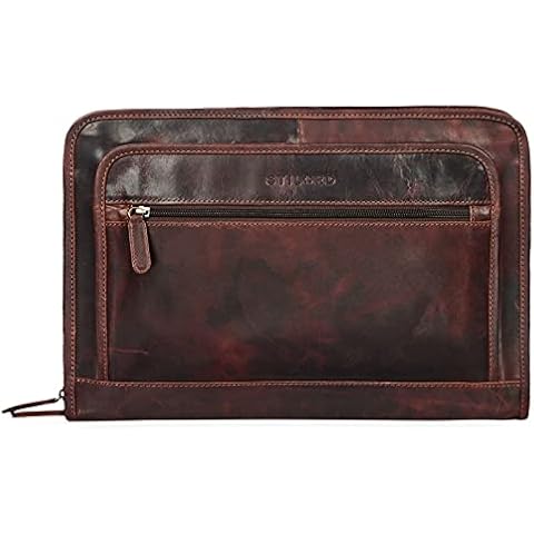 STILORD 'Maximilian' Bolsa de Portátil de Cuero Marrón Cover