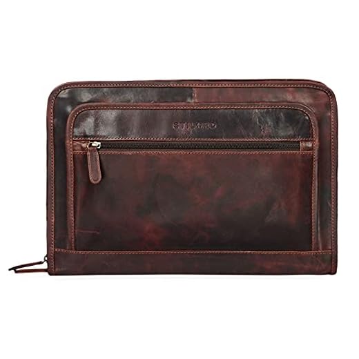 STILORD 'Maximilian' Bolsa de Portátil 13,3' Portadocumentos Portafolios o Maletín de Cuero Carpeta Conferencia de Trabajo o Negocios para Mujer y Hombre, Color:Kara - marrón