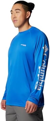 Columbia Men's Terminal Tackle Long Sleeve Shirt, Vivid Blue/Cool Grey Logo, 4X Tall — view 7