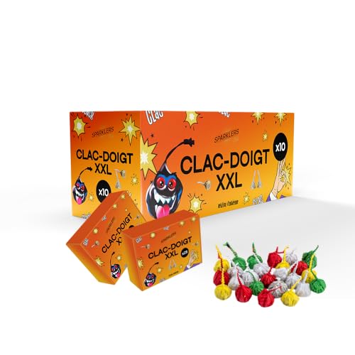 SPARKLERS CLUB Lot de 10 Boîtes de 25 Clac-Doigts XXL - Pétards à Lancer au Sol - Effet Sonore Festif - Animation Enfant et Fête - Accessoire Pyrotechnique Catégorie F1