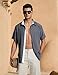 YGDSX Men's Short Sleeve Shirt Button Down Casual Shirts for Men Fashion Contrast Vacation Summer Beach Shirts Grey