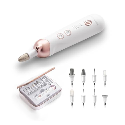 Boston Tech Queen - Tornio professionale per unghie, kit elettrico per manicure e pedicure, 5 modalità, ricarica rapida USB, 9 accessori di alta qualità, velocità regolabile, portatile e durevole