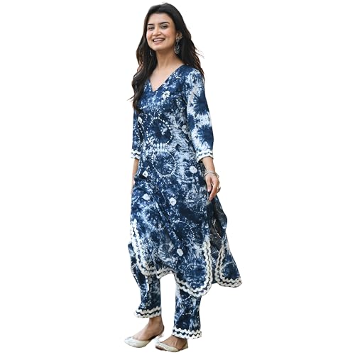 Image of ANNI DESIGNER Women Cotton Blend Kurta Palazzos Set