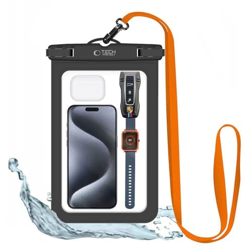 TECH PROTECT UWC9 Étui étanche pour téléphone portable, 8,9", coque de protection étanche IPX8, pour la natation et le bain, pour iPhone 15, 14, 13, 12 Pro Max Plus, Samsung, transparent
