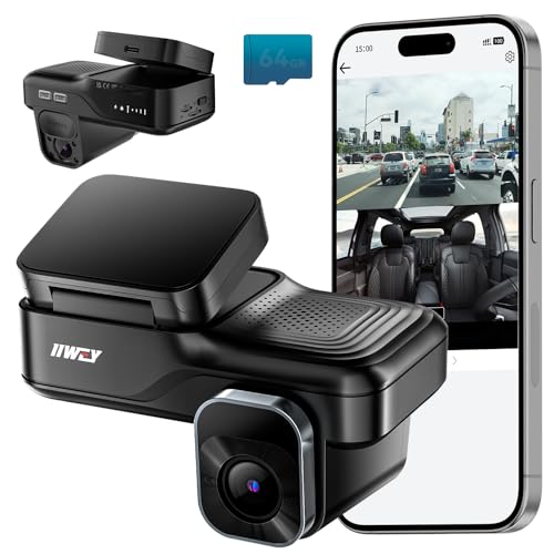 IIWEY Dash Cam LTE 4G Live FHD Front and Inside, Instant Alert via App, Remote View Via App, Cloud & SD Card Storage, IR Night Vision, No Screen, 24/7 Parking Mode Anti-theft, GPS, OBD Includes