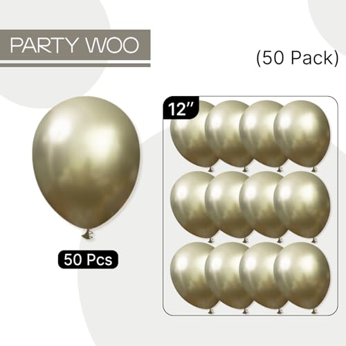 Image of PartyWoo Metallic Green Balloons 50pcs Metallic Sage Olive Green Boho Color
