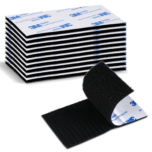 3M de bandes auto adhésives Lot de 10 paires auto-agrippantes 5 cm x 10 cm réutilisables et résistantes pour l'intérieur l'extérieur la maison et le bureau noires