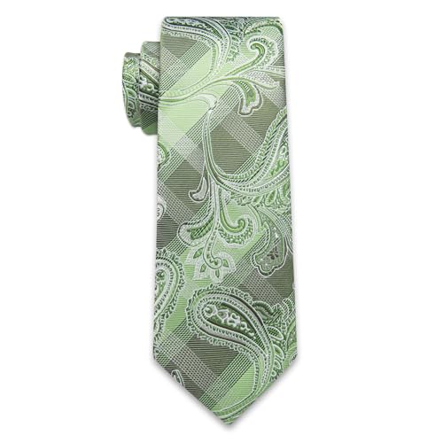 Image of YourTies Silk Paisley Floral Tie and Pocket Square Cufflinks with Lapel Pin Sets for Men 5PC Wedding Party