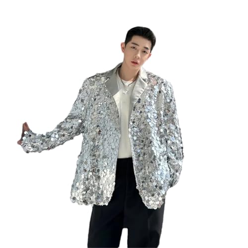 Mens Sequins Blazer Oversize Party Stage Suit Coat Casual Long Sleeves Blazers - Main Image