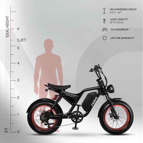 Image of Aoki Street Ghost Electric Bicycle | 48V 250W Motor | 105km Range | 15.6Ah Removable Battery | Dual Rear Suspension | Moto-Style with Indicators | Black