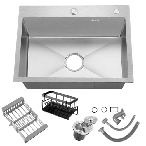 30 inch Kitchen Sink Drop in Stainless Steel Top Mount Sink with Brushed Finish