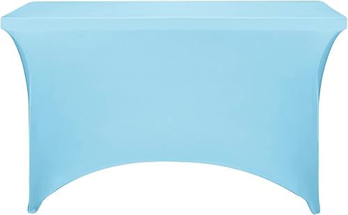 Miniatura 212 de FORLIFE Paquete de 6 manteles de elastano, de ajuste universal para mesas rectangulares de 6 pies, para patios, bodas, banquetes, fiestas