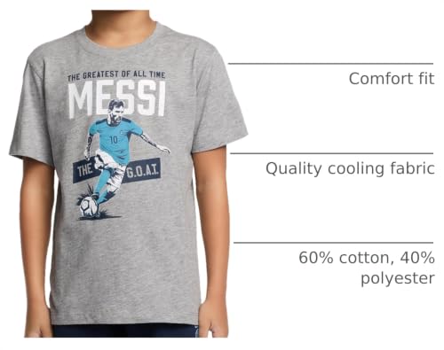 Image of Messi Boys' Lifestyle Short Sleeve T-Shirt, Slim-fit Graphic Tee, Cotton Blend Fabric