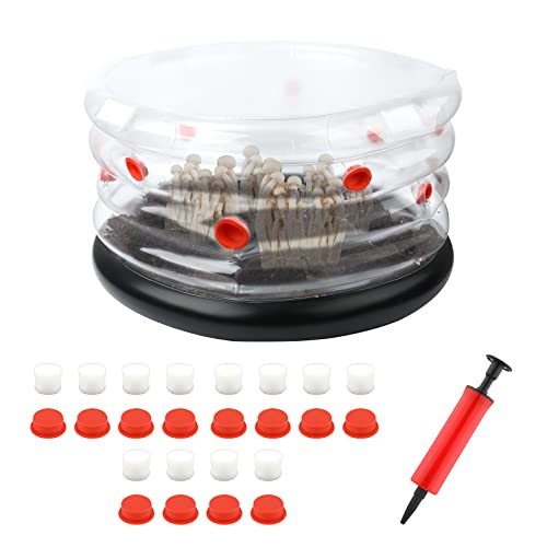 LUTER Monotub Mushroom Grow Kit, Home Inflatable Mushroom Grow Kit Indoor with Red Rubber Plugs & Air Filter, Save Space