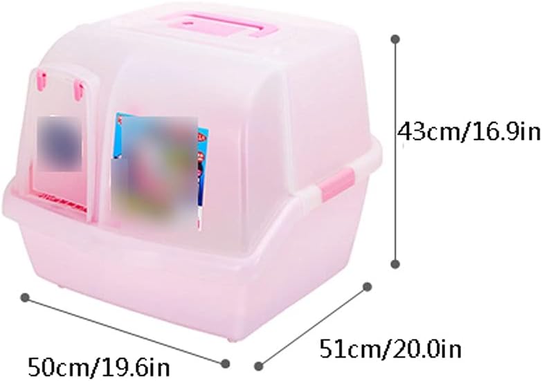 Long Aisle Fully Enclosedwith Handles Cat Tray Splash-Proof and Deodorant Cat Toilet Easy to Carry Cat Litter Pan (C)