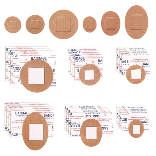 120uds Vendajes Pequeños, 6 Tamaños Curitas Adhesivos de Tela Flexibles Transpirables Redondos y Ovalados Protegen las Heridas y Ocultan Manchas de la Piel Ideales para Incisiones Pequeñas