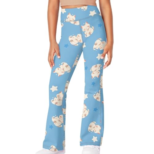 Cat Yoga Pants Flare Leggings for Girls Crossover High Waisted Dance Pants for Teens 9-10 Years4
