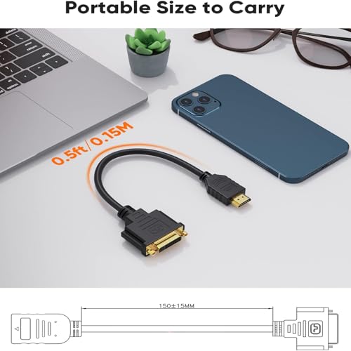 Image of PremiumAV HDMI to DVI Adapter (24+1) Bi-Directional - HDMI Male to DVI-D Female Converter, 1080p Full HD, Gold-Plated, Plug & Play for PC, Laptop, TV, Monitor, Graphics Card, Projector