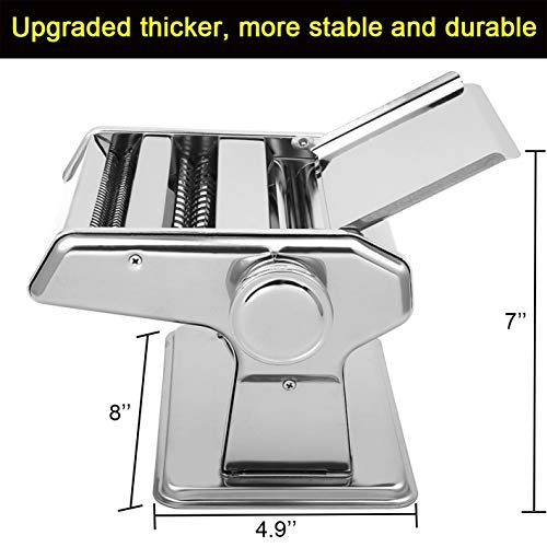 Nudelmaschine Manuell, Pastamaschine aus Edelstahl mit 6 Einstellbarer Dicke und 2 in 1 Nudelschneider für Spaghetti… – Bild 3
