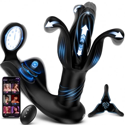 BEISAR Prostate Massager Anal Toys AI-Powered Butt Plug Male Sex Toys for Men Anal Plug Adult Toys with 9 Tension Shock Flapping Thrusting Vibrating Cock Ring Anal Vibrator Dildo APP Remote Control