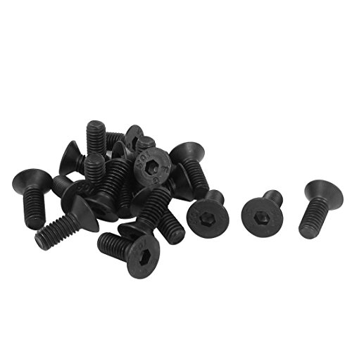 uxcell® M6 x 16mm Metric Hex Socket Countersunk Head Screw Bolts Black 20PCS