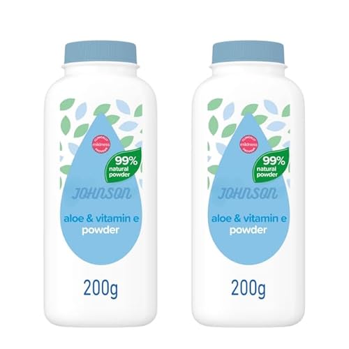 2-Pack Baby Powder | Gentle Cornstarch Baby Powder Formula with Aloe & Vitamin E | 2 x 200g
