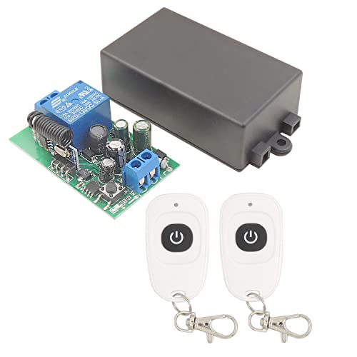 DieseRC Interruptor de Control Remoto de luz de radiofrecuencia, 433 MHz RF inalámbrico AC 220V 240V 1500 W Receptor de relé con transmisor, Modo de Palanca Encender/Apagar lámpara