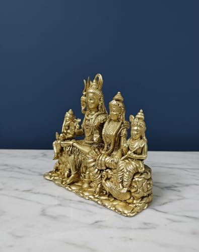 Image of Shiv Pariwar Brass Statue, Hindu God Family Figurine, Religious Home Decor by Shree Hari Arts