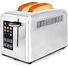 Kalorik Touchscreen Toaster 2-Slice with Extra-Wide Slots, Rapid Toasting Technology with 8 Shade Settings Plus Toaster Pastry Setting Manual Lift Lever and Auto-Shut Off, 1350-Watts, Stainless Steel