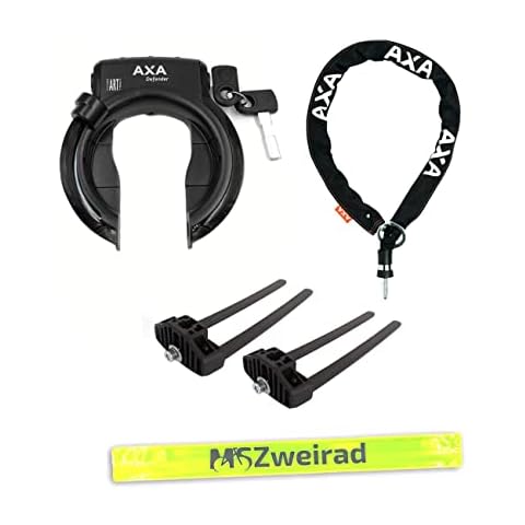AXA Defender Rahmenschloss + RLC Plus140 Einsteckkette + Edge Befestigungsmaterial inkl. MSZweirad Reflexband Cover