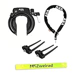 AXA Defender Rahmenschloss + RLC Plus140 Einsteckkette + Edge Befestigungsmaterial inkl. MSZweirad Reflexband (Schlüssel abziehbar wählbar) (Schlüssel nicht abziehbar)