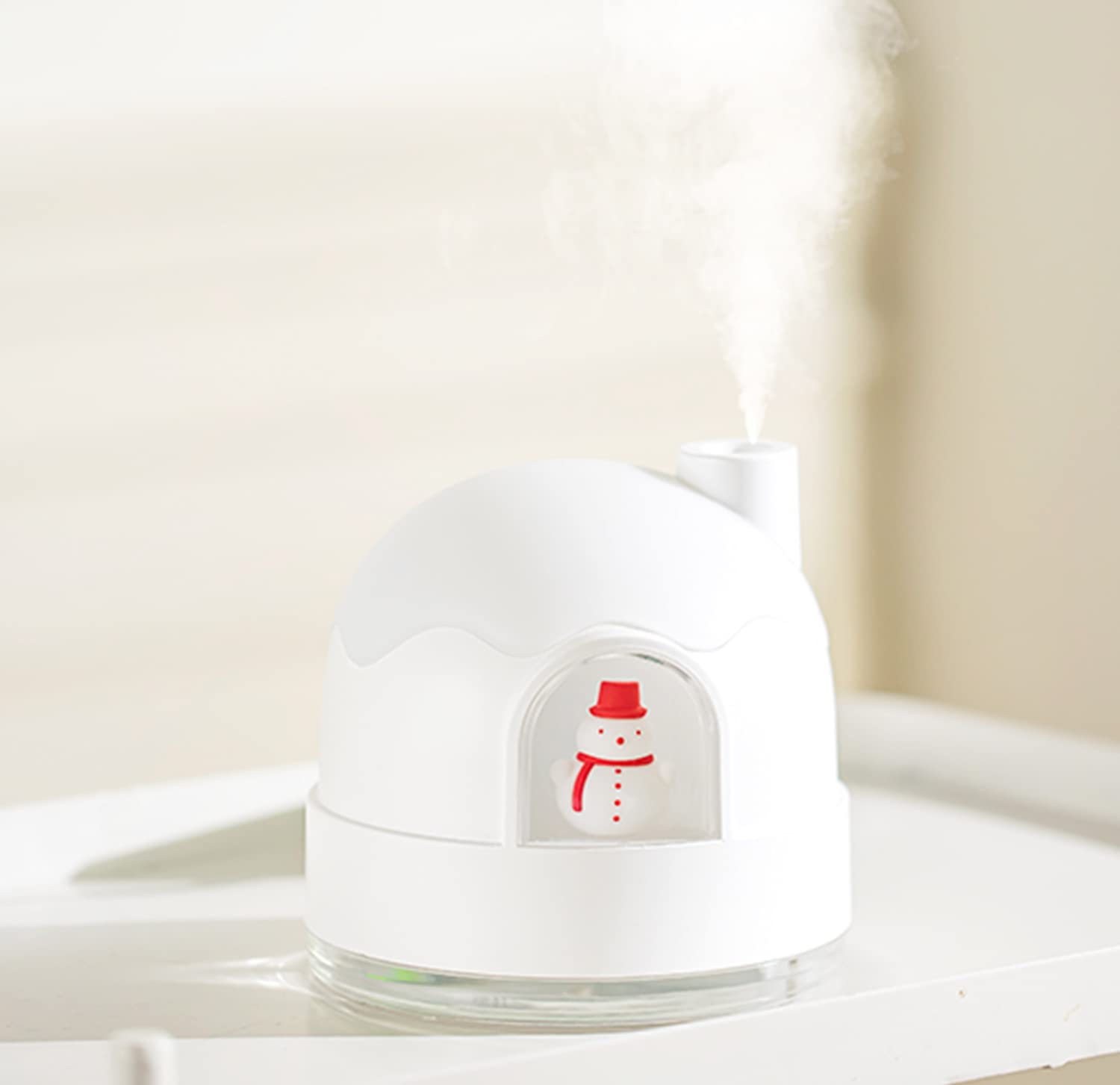 Baby Humidifier With Night Light - Humidifier for Bedroom, Mini Cute Humidifier for Baby, 2 Mist Modes, Super Quiet, Up To 4-8 Hours (White - 350ml) USB